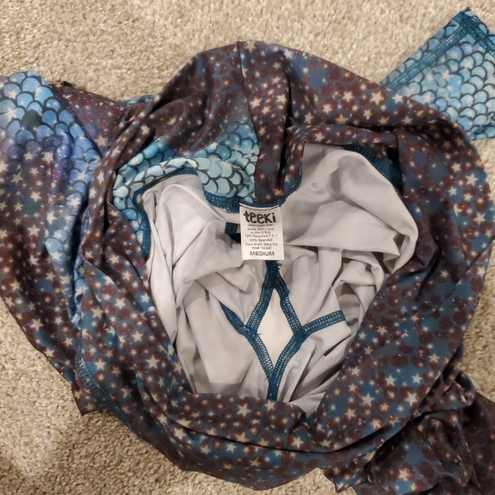 Teeki Yoga Pants Mermaid Fairyqueen Teal Hot Pant - Picture 2 of 4